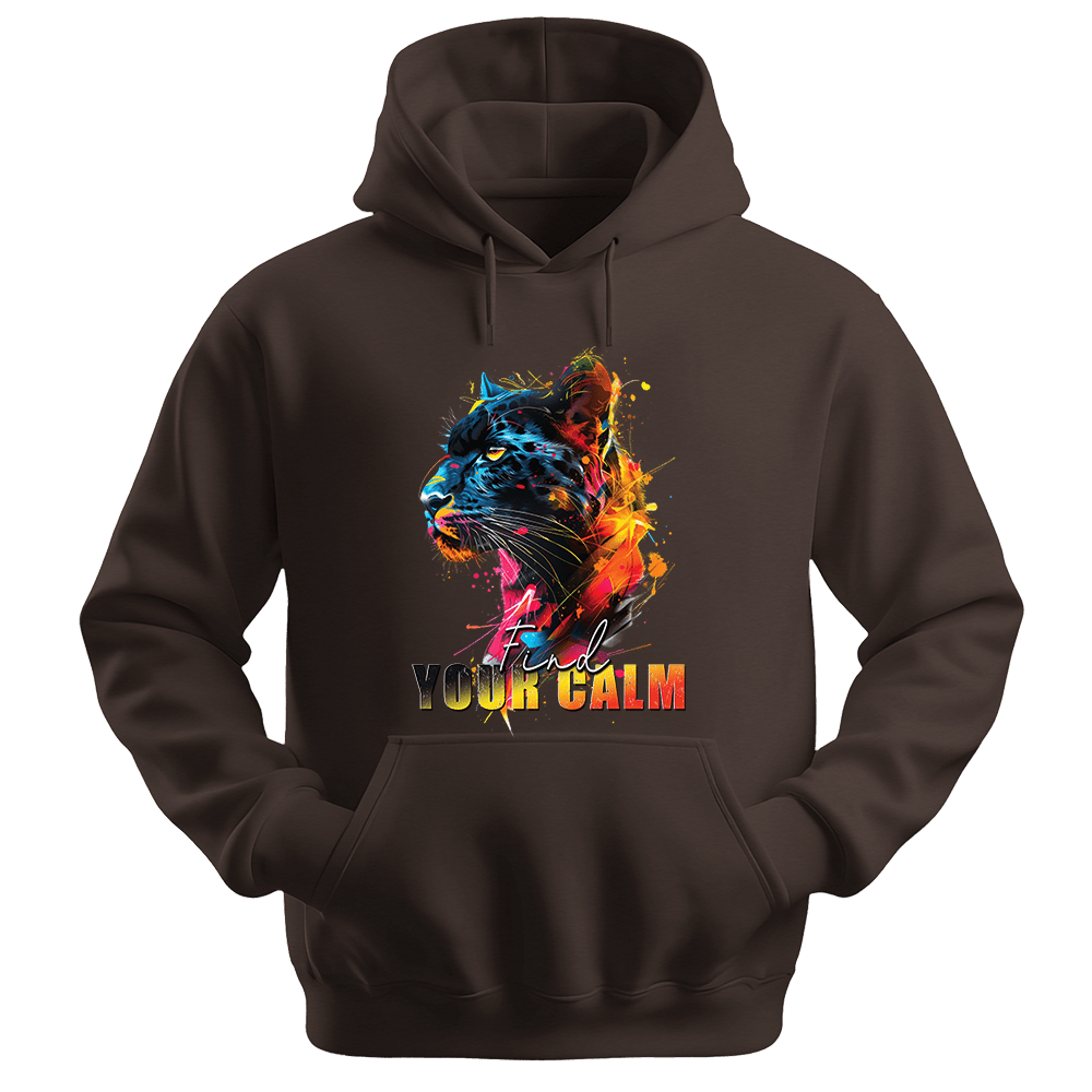 Find Your Calm - Panther Unisex Hoodie - Good Vibes Clothing - Unisex Hoodie | Gildan 18500 - Dark Chocolate. - S