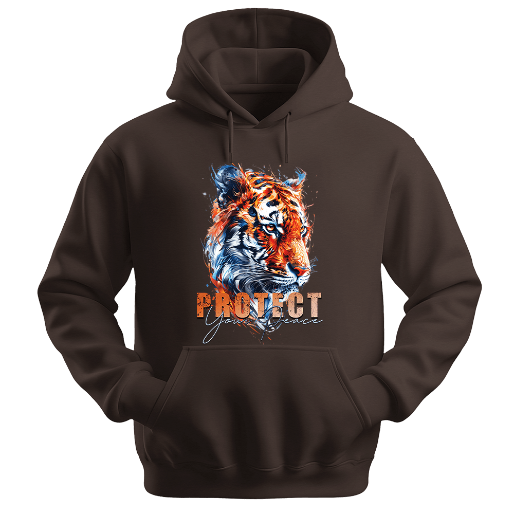 Protect Your Peace - Tiger Unisex Hoodie - Good Vibes Clothing - Unisex Hoodie | Gildan 18500 - Dark Chocolate. - S