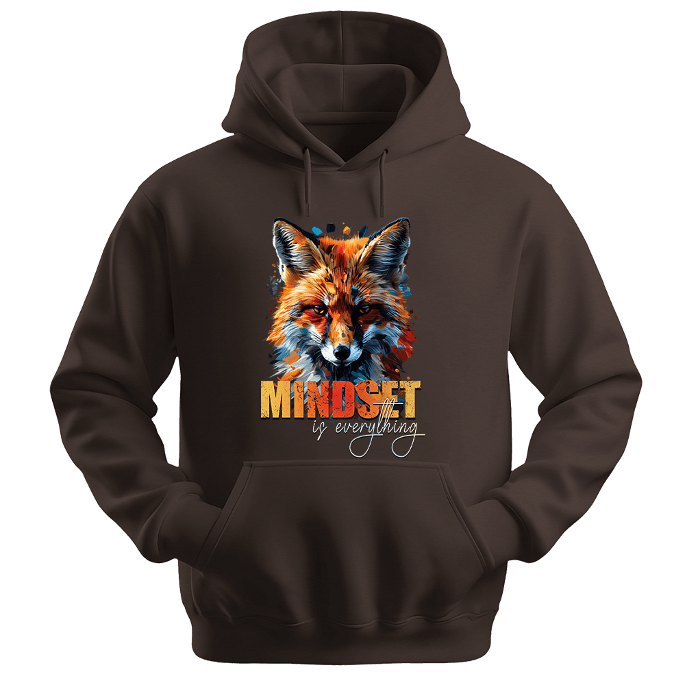 Mindset Is Everything - Fox Unisex Hoodie - Statement Hoodie - Unisex Hoodie | Gildan 18500 - Dark Chocolate. - S