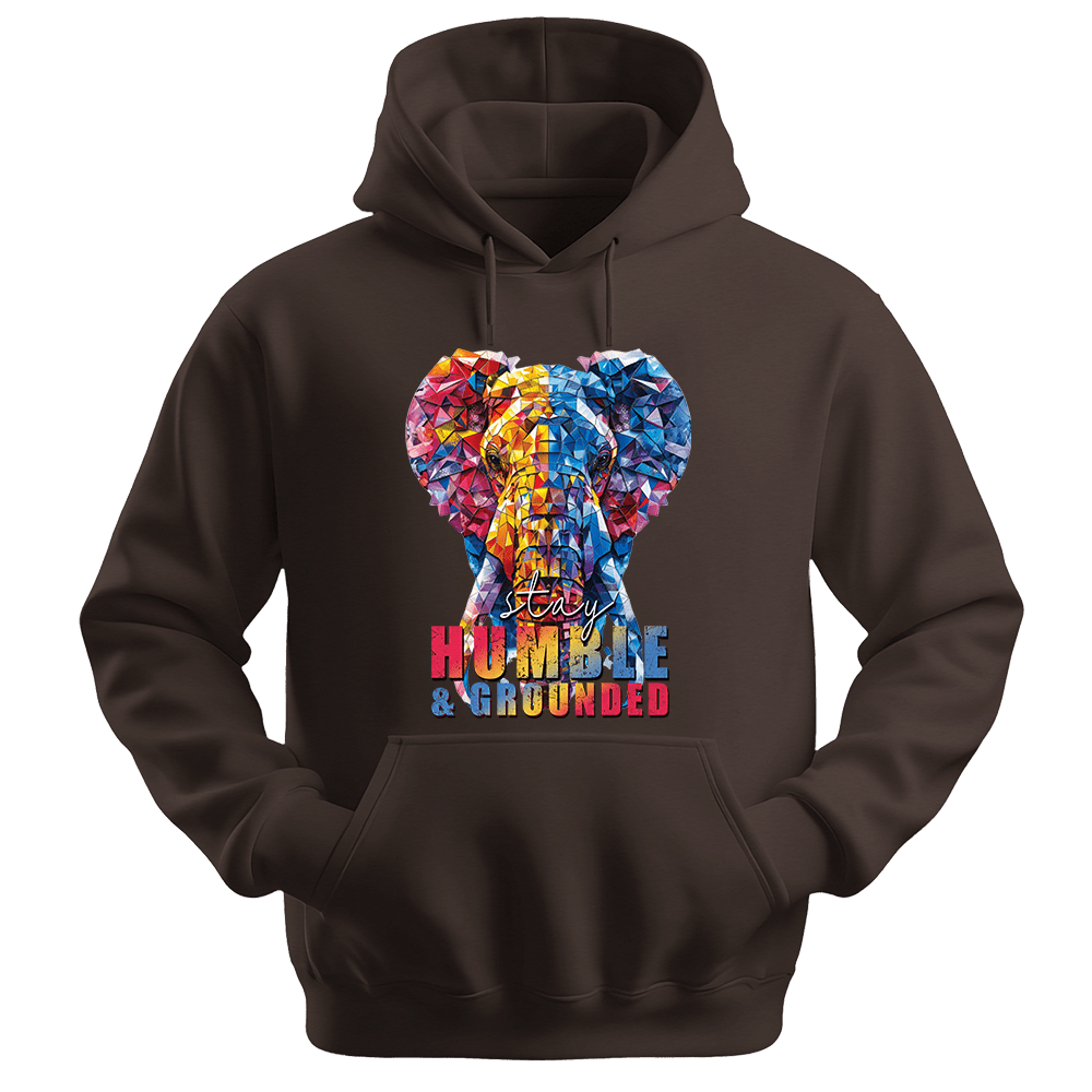 Stay Humble & Grounded - Elephant Unisex Hoodie - Positive Hoodie - Unisex Hoodie | Gildan 18500 - Dark Chocolate. - S