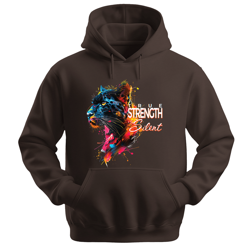True Strength Is Silent - Panther Unisex Hoodie - Statement Hoodie - Unisex Hoodie | Gildan 18500 - Dark Chocolate. - S