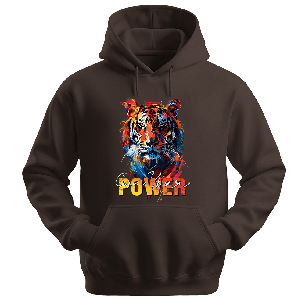 Own Your Power - Tiger Unisex Hoodie - Statement Hoodie - Unisex Hoodie | Gildan 18500 - Dark Chocolate. - S