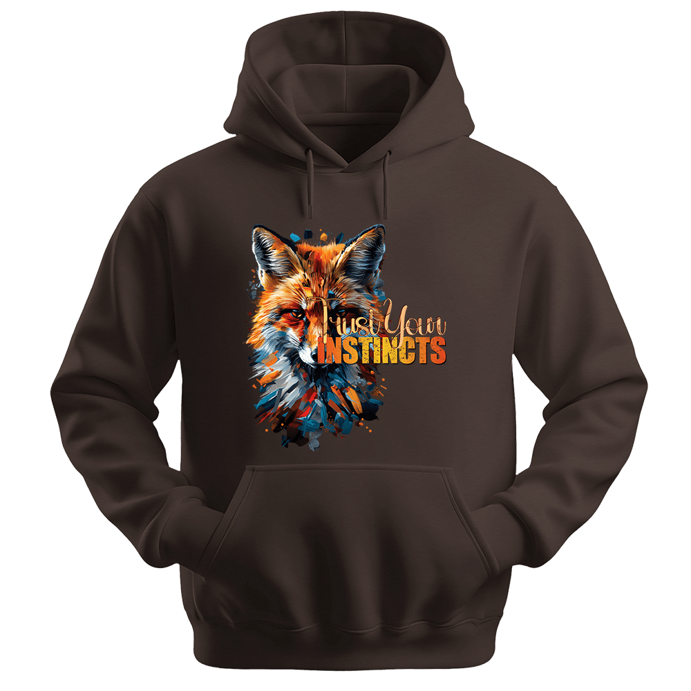 Trust Your Instincts - Fox Unisex Hoodie - Motivation Hoodie - Unisex Hoodie | Gildan 18500 - Dark Chocolate. - S