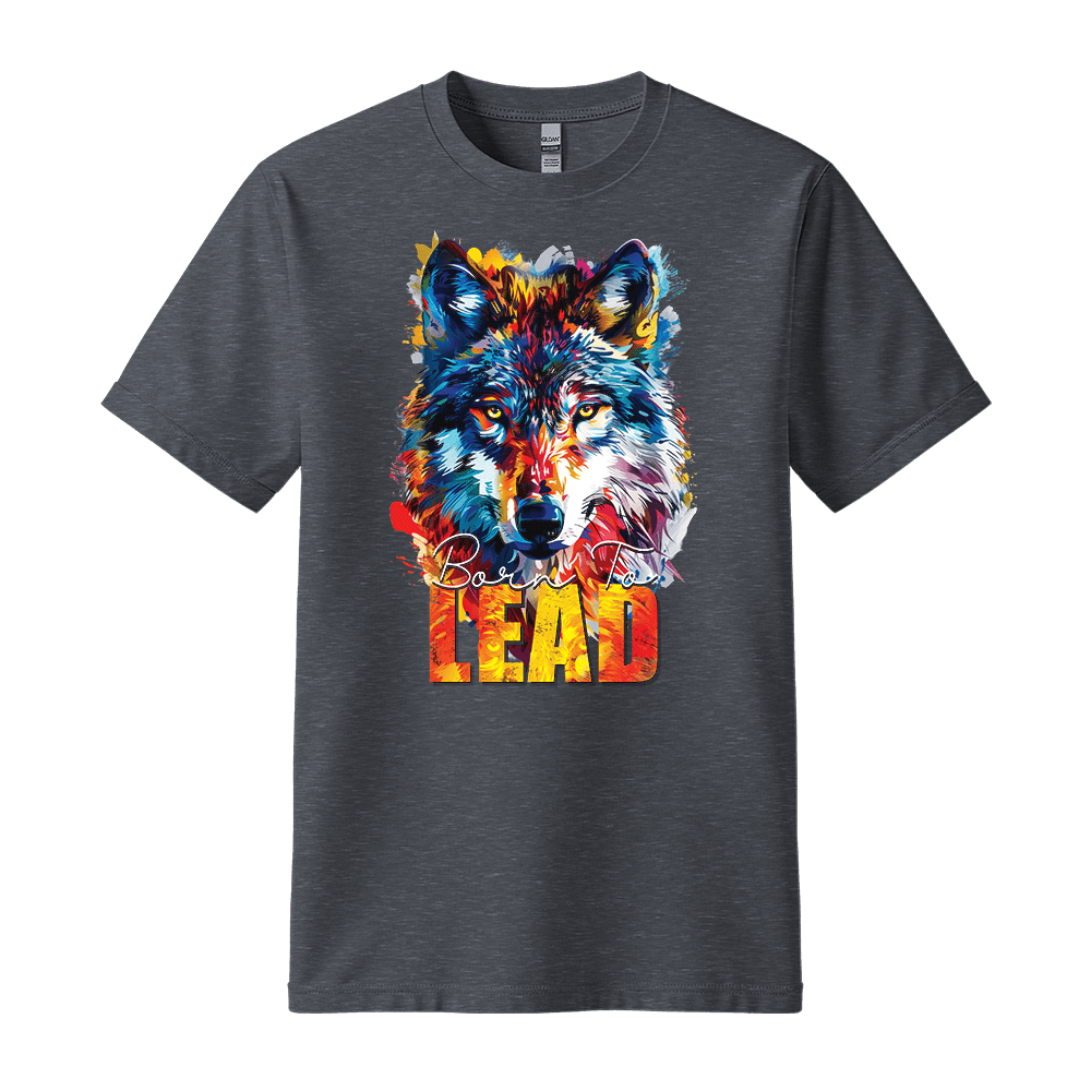 Born To Lead - Wolf Unisex T-Shirt - Motivation Shirt - Standard (G5000) - Dark Heather - S