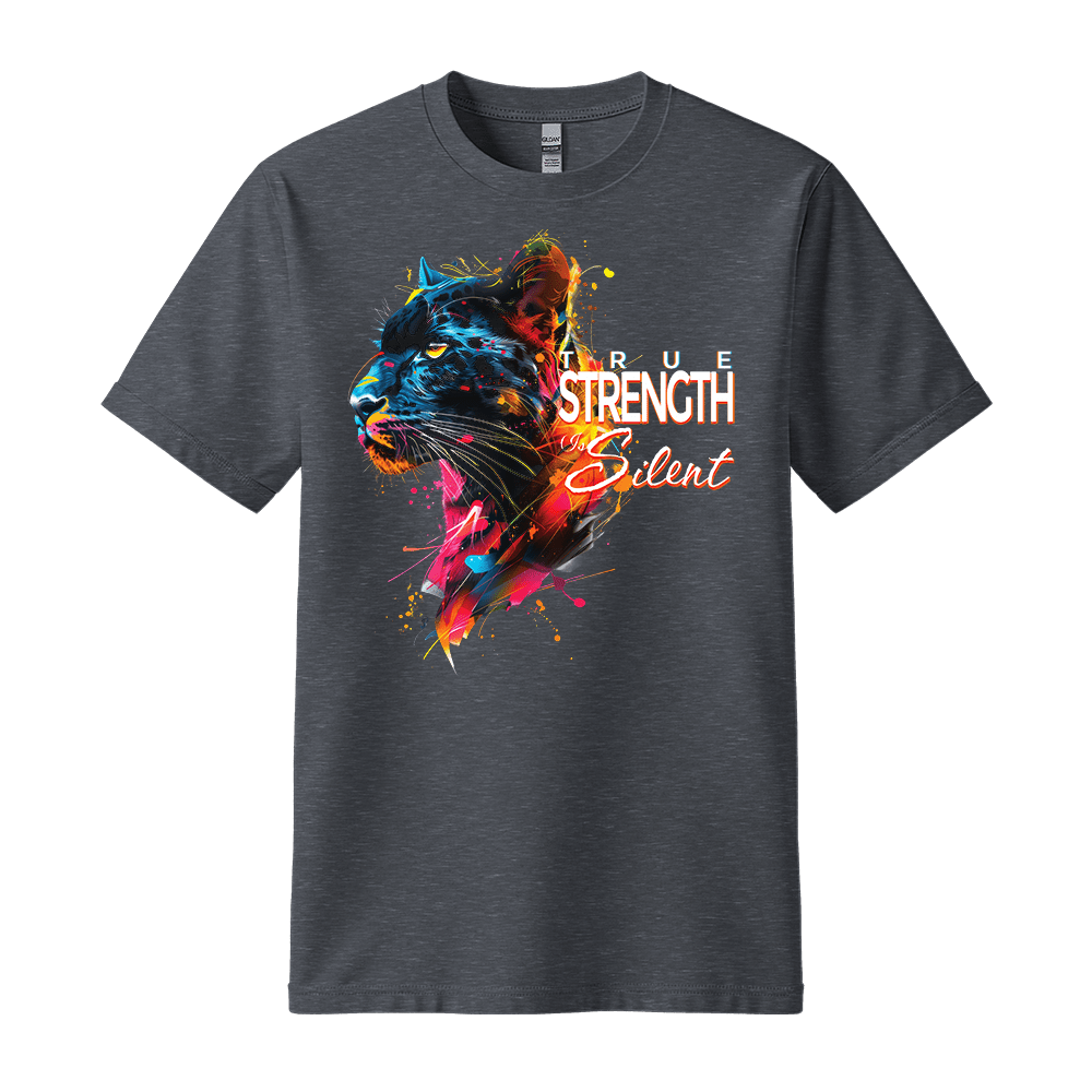 True Strength Is Silent - Panther Unisex T-Shirt - Statement Shirt - Standard (G5000) - Dark Heather - S