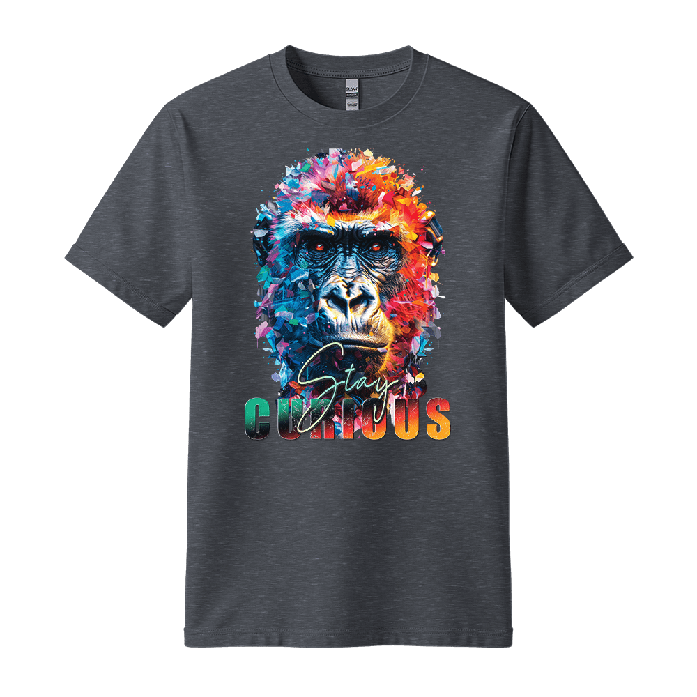 Stay Curious - Gorilla Unisex T-Shirt - Positive Shirt - Standard (G5000) - Dark Heather - S