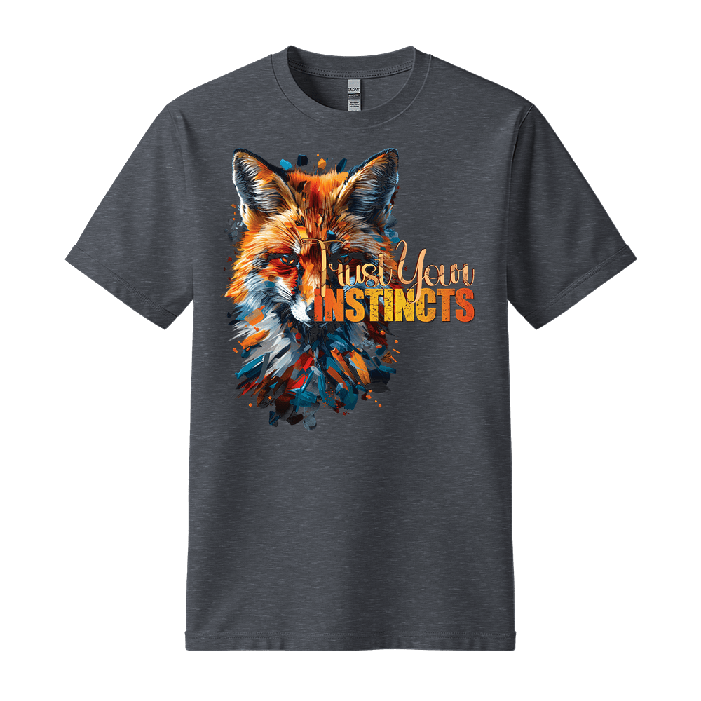 Trust Your Instincts - Fox Unisex T-Shirt - Motivation Shirt - Standard (G5000) - Dark Heather - S