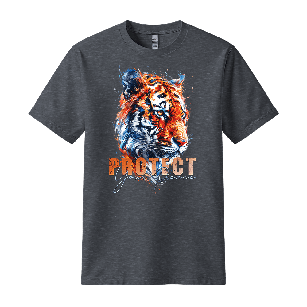 Protect Your Peace - Tiger Unisex T-Shirt - Good Vibes Clothing - Standard (G5000) - Dark Heather - S