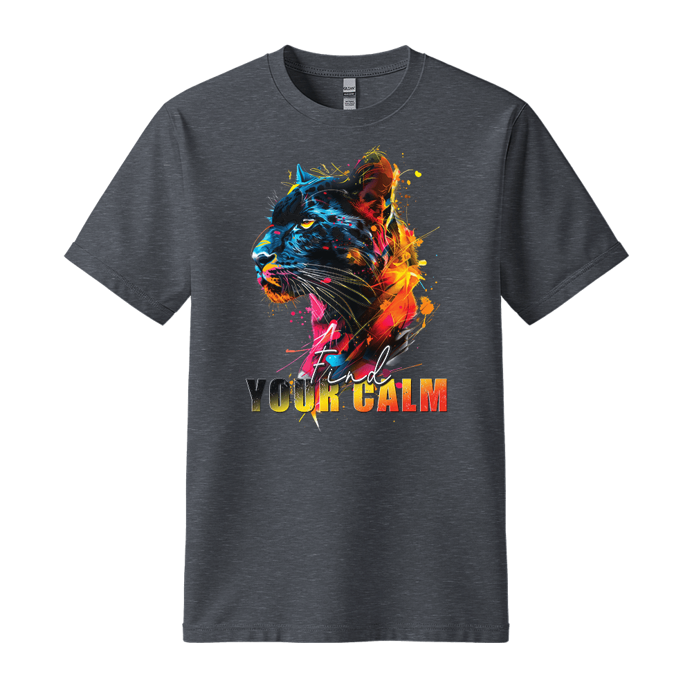Find Your Calm - Panther Unisex T-Shirt - Good Vibes Clothing - Standard (G5000) - Dark Heather - S