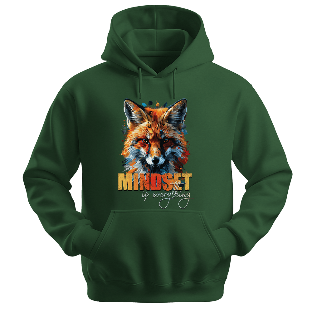 Mindset Is Everything - Fox Unisex Hoodie - Statement Hoodie - Unisex Hoodie | Gildan 18500 - Forest Green. - S