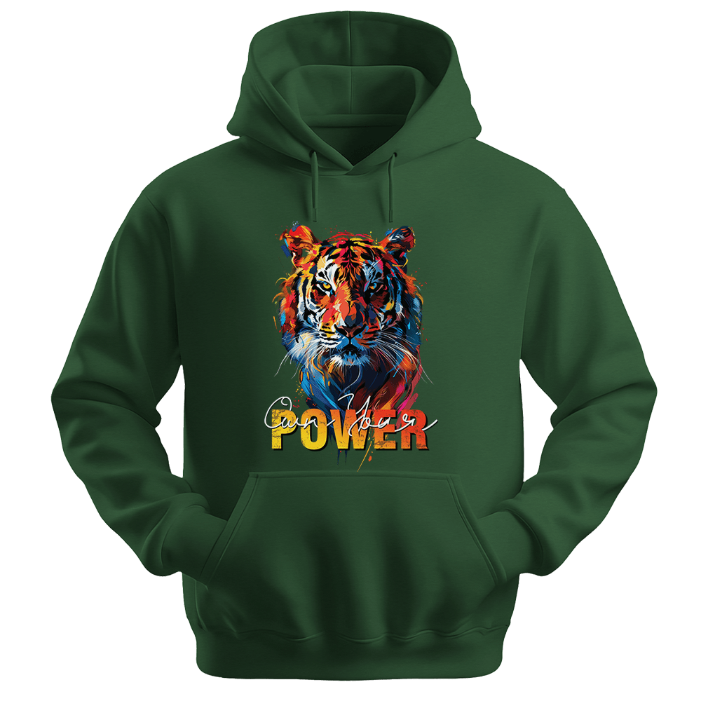 Own Your Power - Tiger Unisex Hoodie - Statement Hoodie - Unisex Hoodie | Gildan 18500 - Forest Green. - S