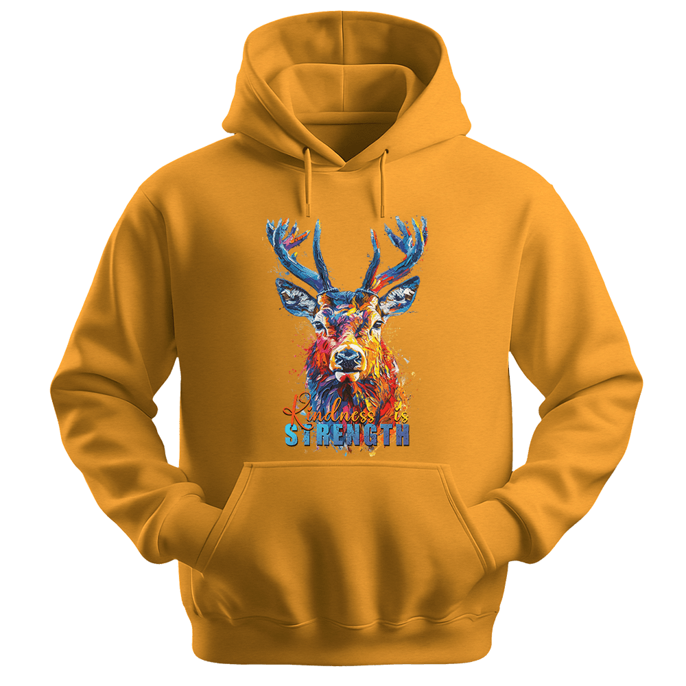 Kindness Is Strength - Deer Unisex Hoodie - Positive Hoodie - Unisex Hoodie | Gildan 18500 - Gold. - S