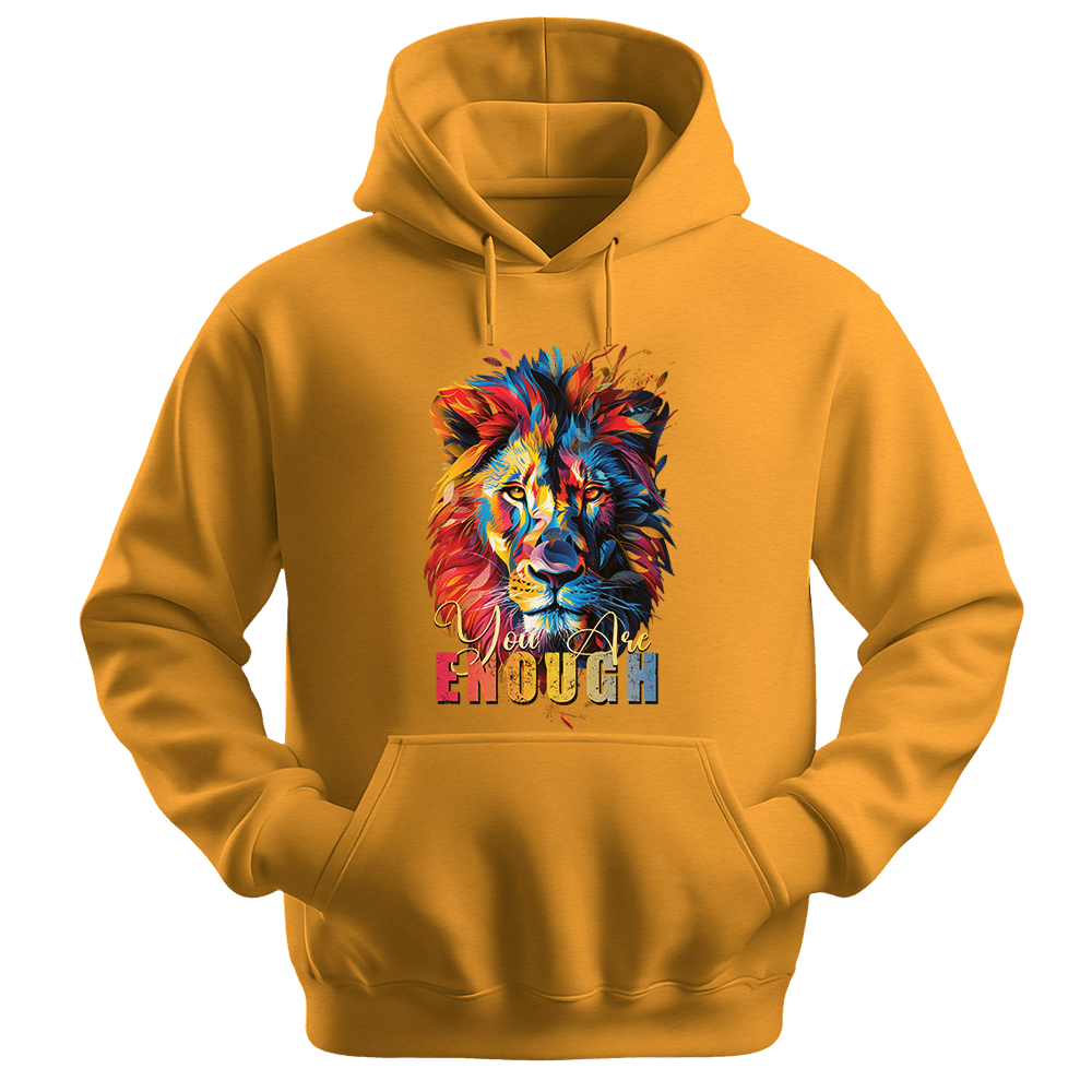 You Are Enough - Lion Unisex Hoodie - Motivation Hoodie - Unisex Hoodie | Gildan 18500 - Gold. - S