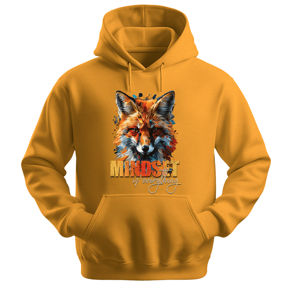 Mindset Is Everything - Fox Unisex Hoodie - Statement Hoodie - Unisex Hoodie | Gildan 18500 - Gold. - S