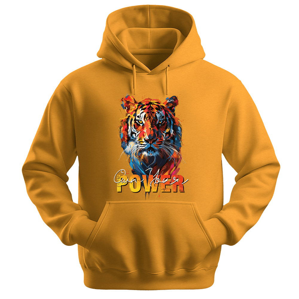 Own Your Power - Tiger Unisex Hoodie - Statement Hoodie - Unisex Hoodie | Gildan 18500 - Gold. - S