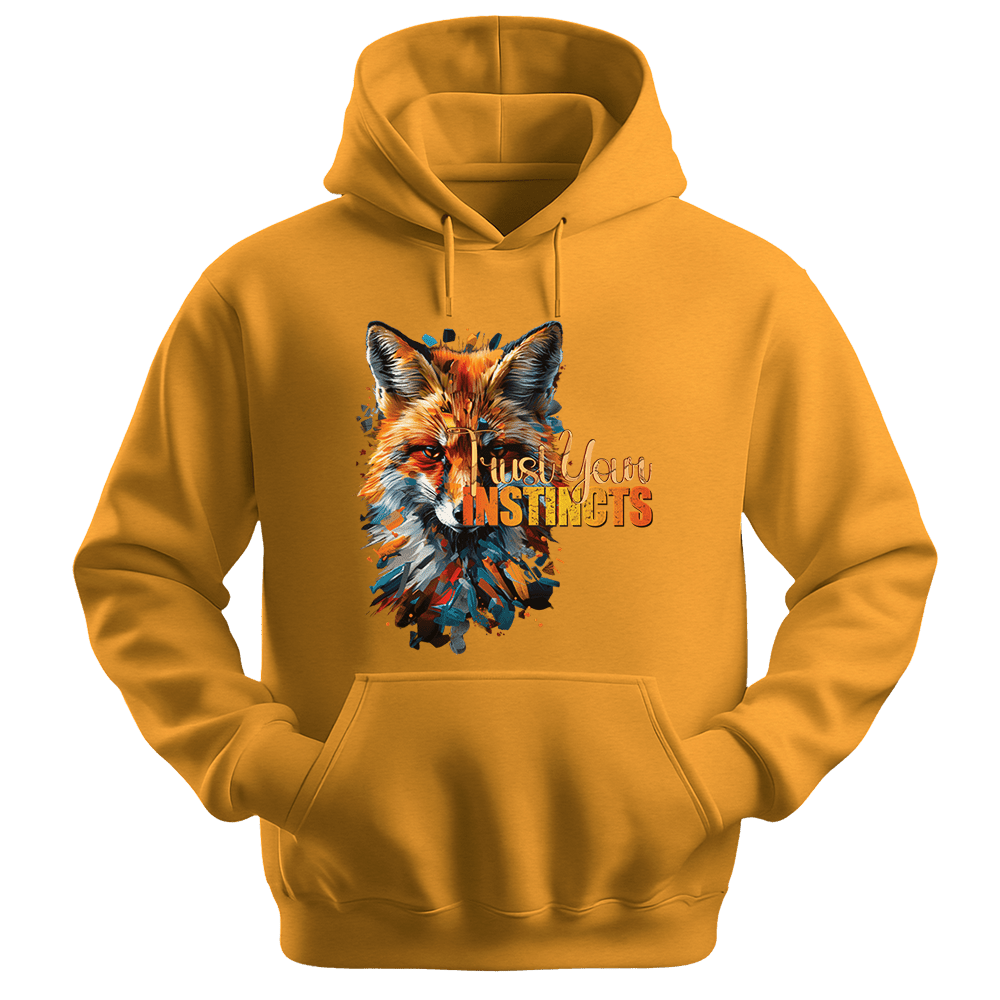 Trust Your Instincts - Fox Unisex Hoodie - Motivation Hoodie - Unisex Hoodie | Gildan 18500 - Gold. - S