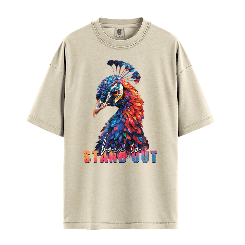 Born To Stand Out - Peacock Unisex T-Shirt Premium Comfort Colors - Ivory