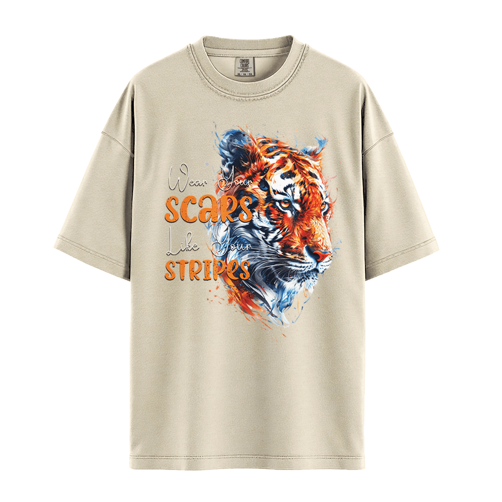 Wear Your Scars, Like Your Stripes - Tiger Unisex T-Shirt Premium Comfort Colors - Pepper
