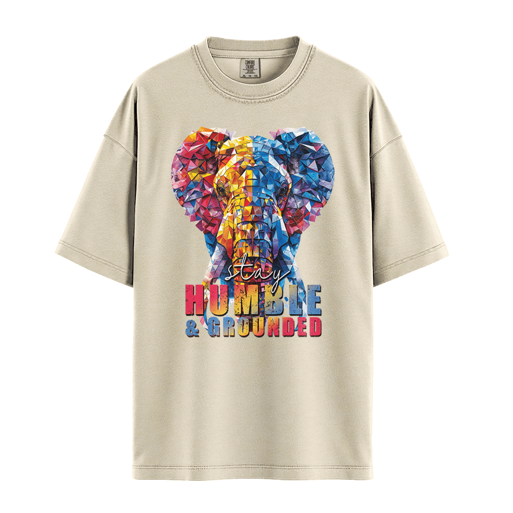 Stay Humble & Grounded - Elephant Unisex T-Shirt Premium Comfort Colors - Ivory