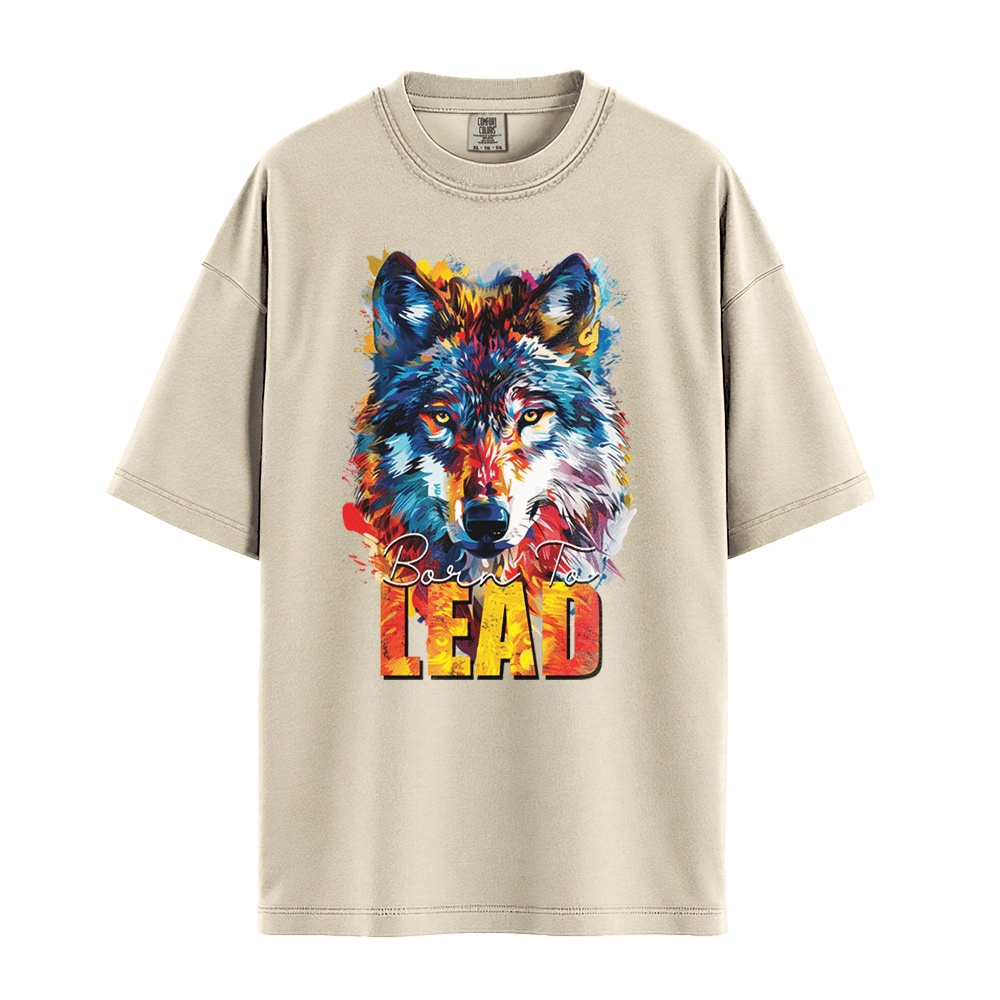 Born To Lead - Wolf Unisex T-Shirt Premium Comfort Colors - Pepper