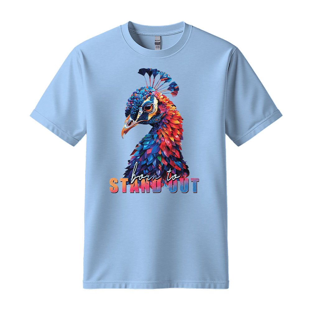Born To Stand Out - Peacock Unisex T-Shirt - Statement Shirt - Standard (G5000) - Light Blue - S