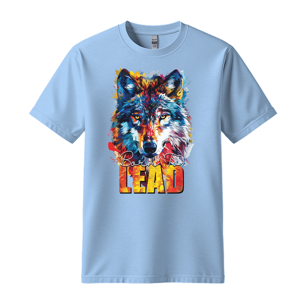 Born To Lead - Wolf Unisex T-Shirt - Motivation Shirt - Standard (G5000) - Light Blue - S