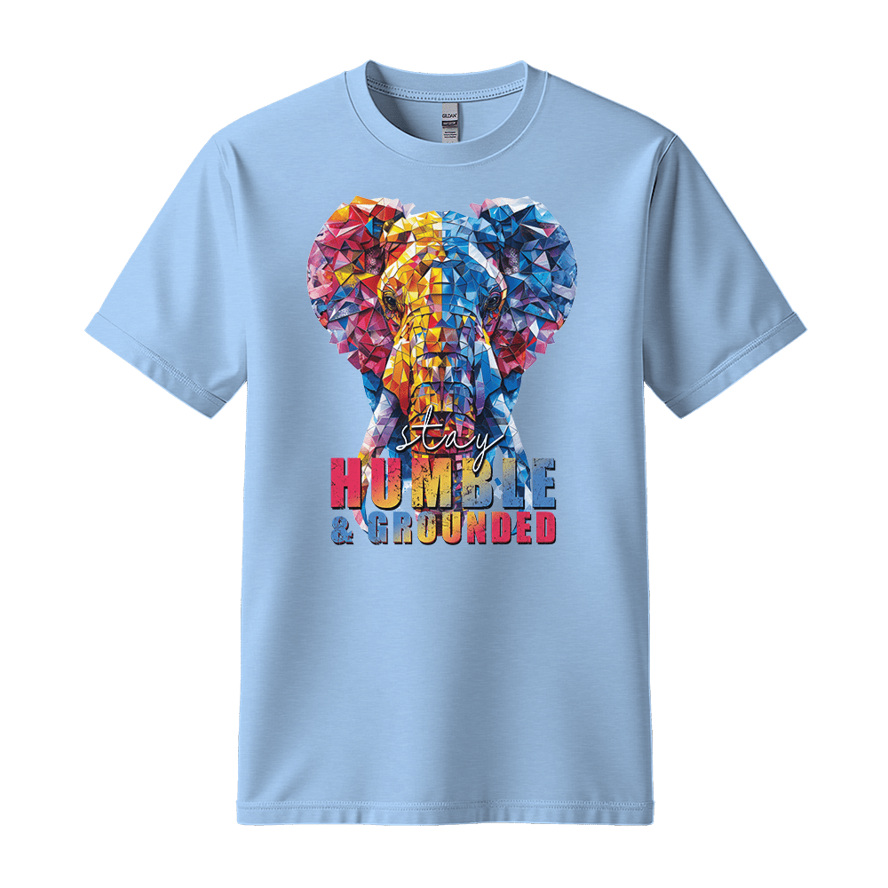 Stay Humble & Grounded - Elephant Unisex T-Shirt - Positive Shirt - Standard (G5000) - Light Blue - S