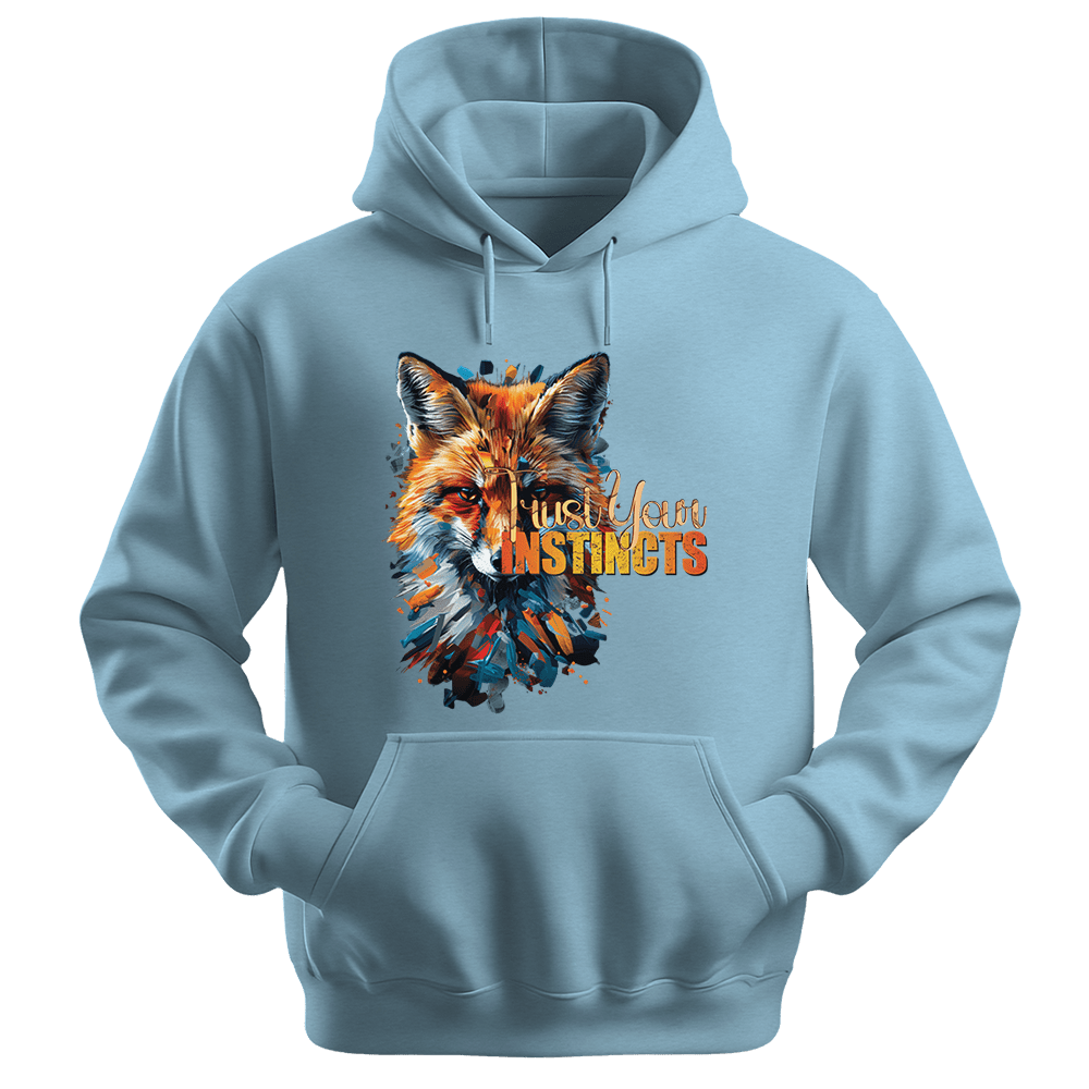 Trust Your Instincts - Fox Unisex Hoodie - Motivation Hoodie - Unisex Hoodie | Gildan 18500 - Light Blue. - S