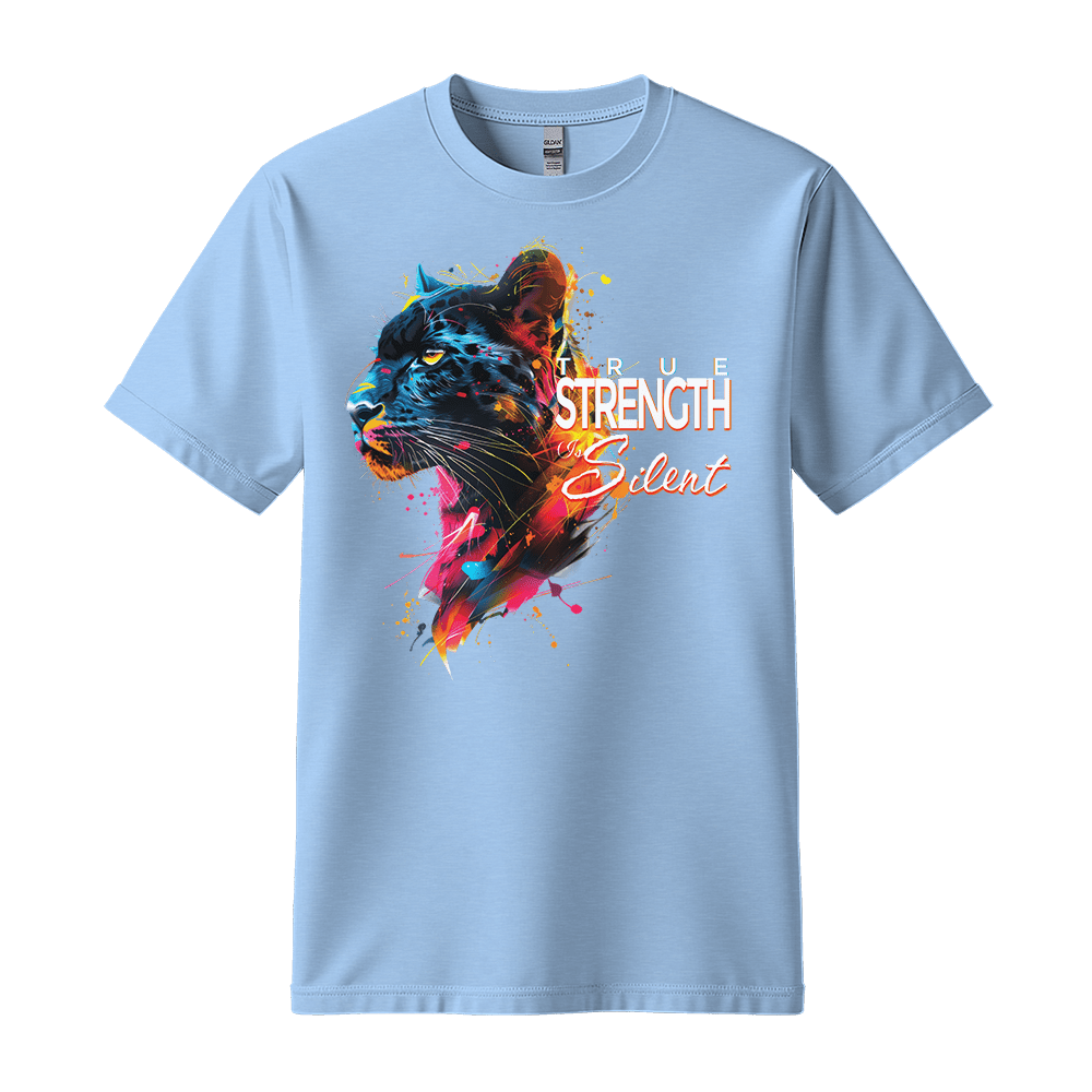 True Strength Is Silent - Panther Unisex T-Shirt - Statement Shirt - Standard (G5000) - Light Blue - S