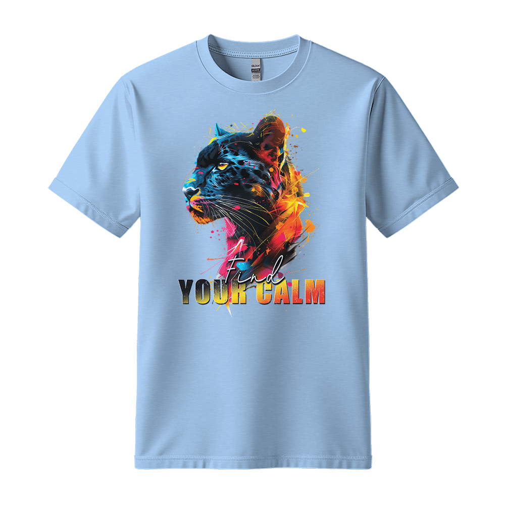 Find Your Calm - Panther Unisex T-Shirt - Good Vibes Clothing - Standard (G5000) - Light Blue - S