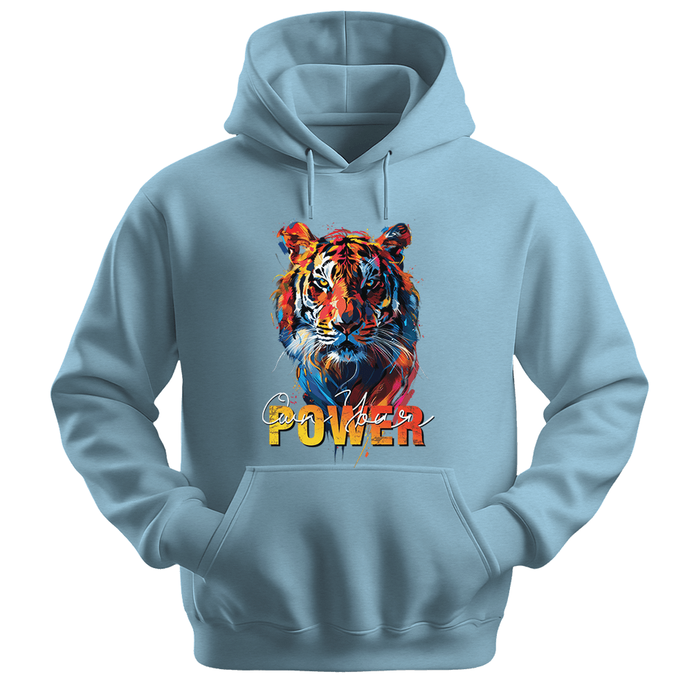 Own Your Power - Tiger Unisex Hoodie - Statement Hoodie - Unisex Hoodie | Gildan 18500 - Light Blue. - S