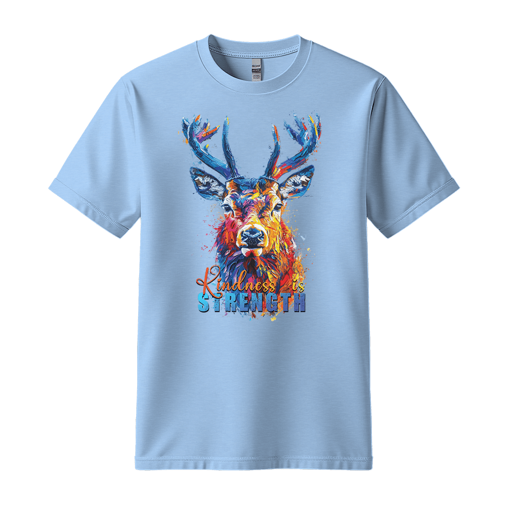 Kindness is Strength - Deer Unisex T-Shirt - Positive Shirt - Standard (G5000) - Light Blue - S