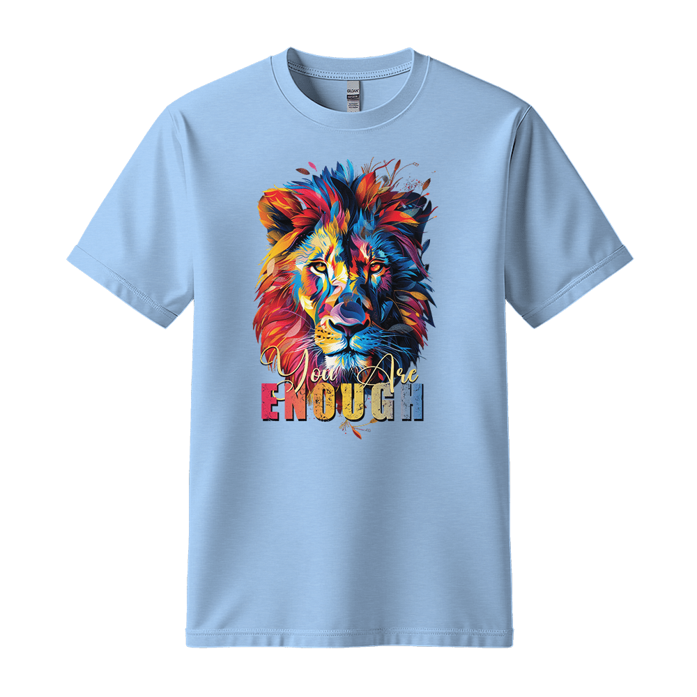 You Are Enough - Lion Unisex T-Shirt - Motivation Shirt - Standard (G5000) - Light Blue - S