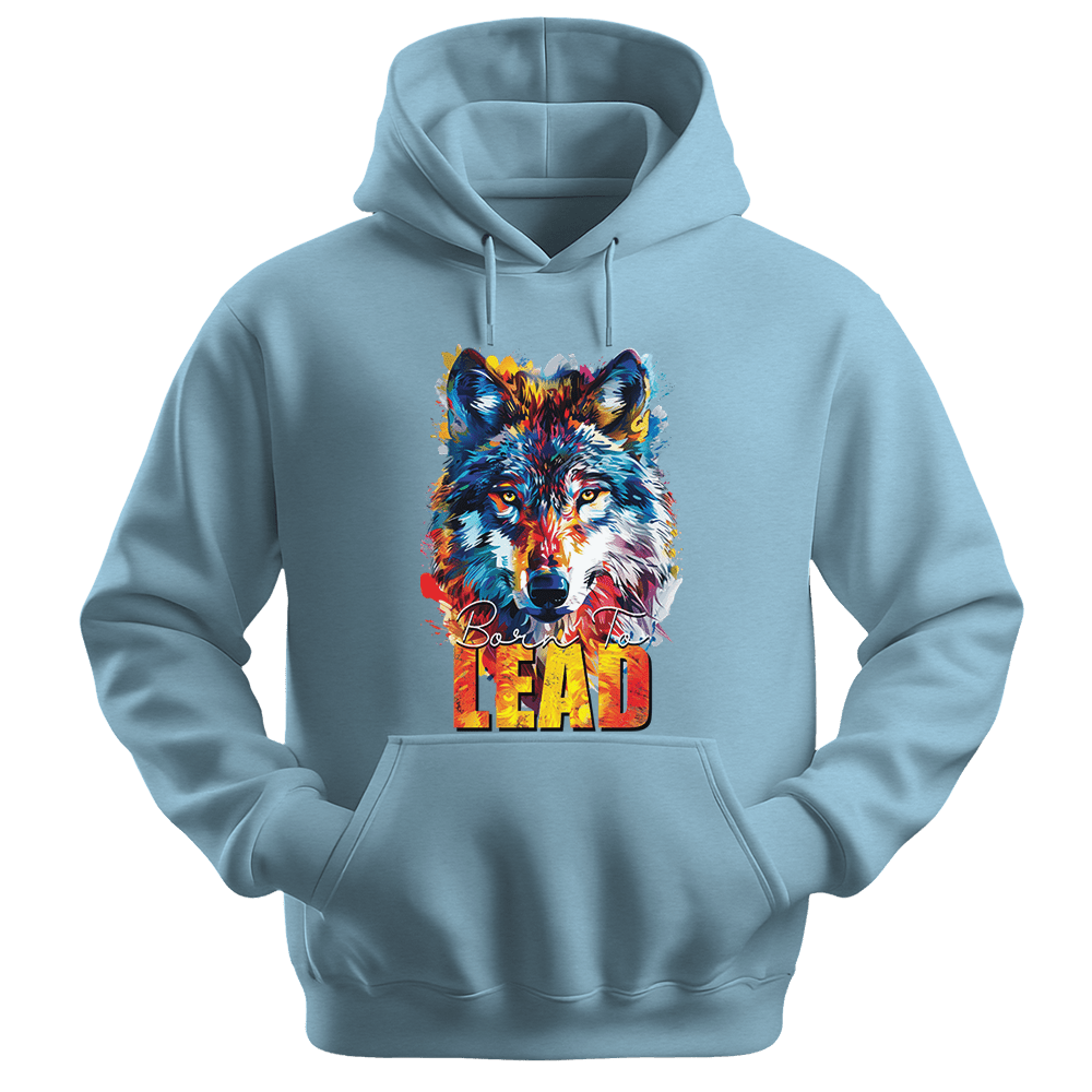 Born To Lead - Wolf Unisex Hoodie - Motivation Hoodie - Unisex Hoodie | Gildan 18500 - Light Blue. - S