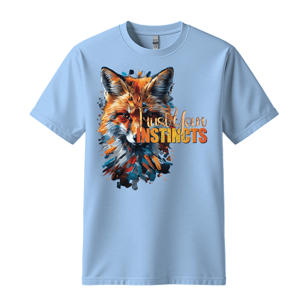 Trust Your Instincts - Fox Unisex T-Shirt - Motivation Shirt - Standard (G5000) - Light Blue - S