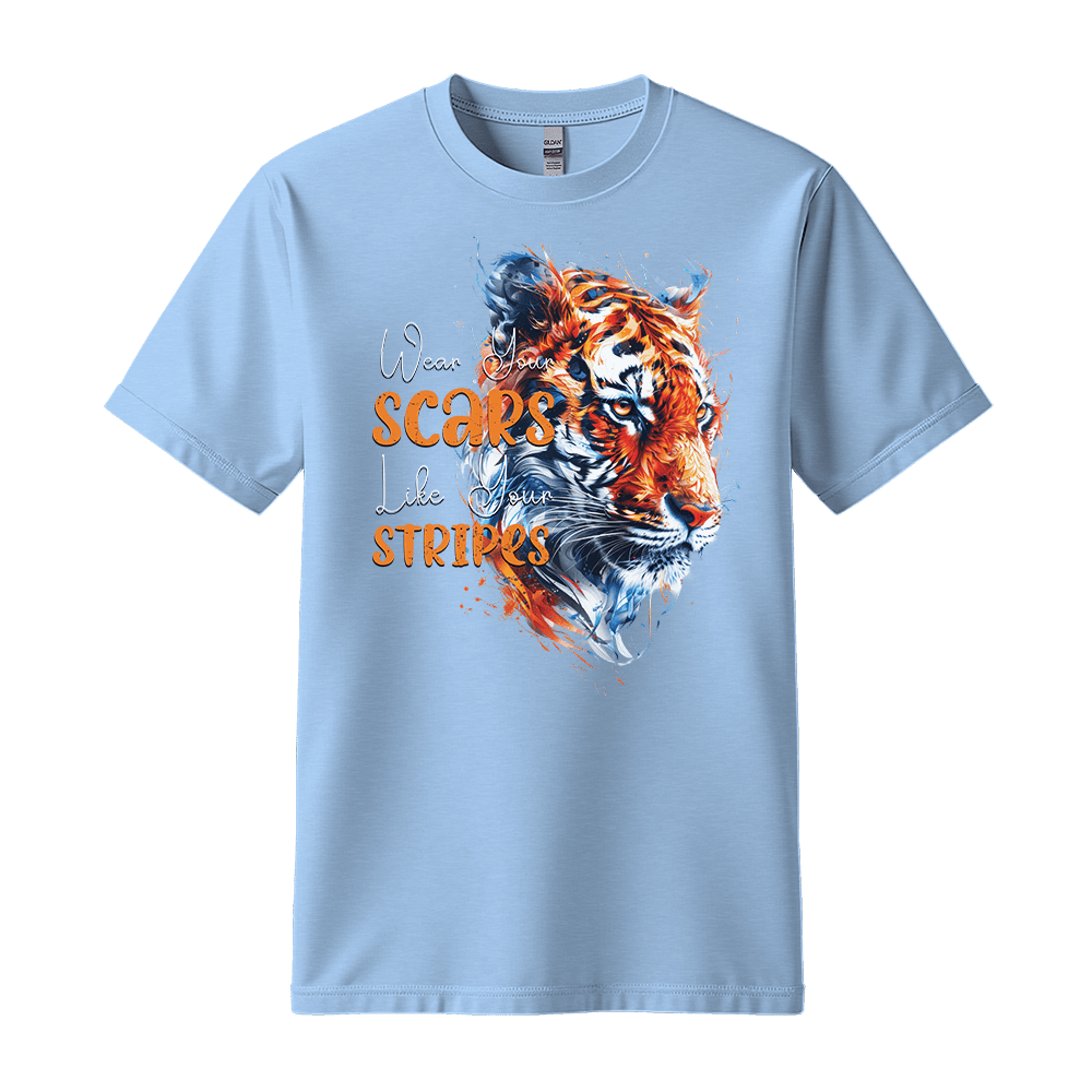 Wear Your Scars, Like Your Stripes - Tiger Unisex T-Shirt - Statement Shirt - Standard (G5000) - Light Blue - S