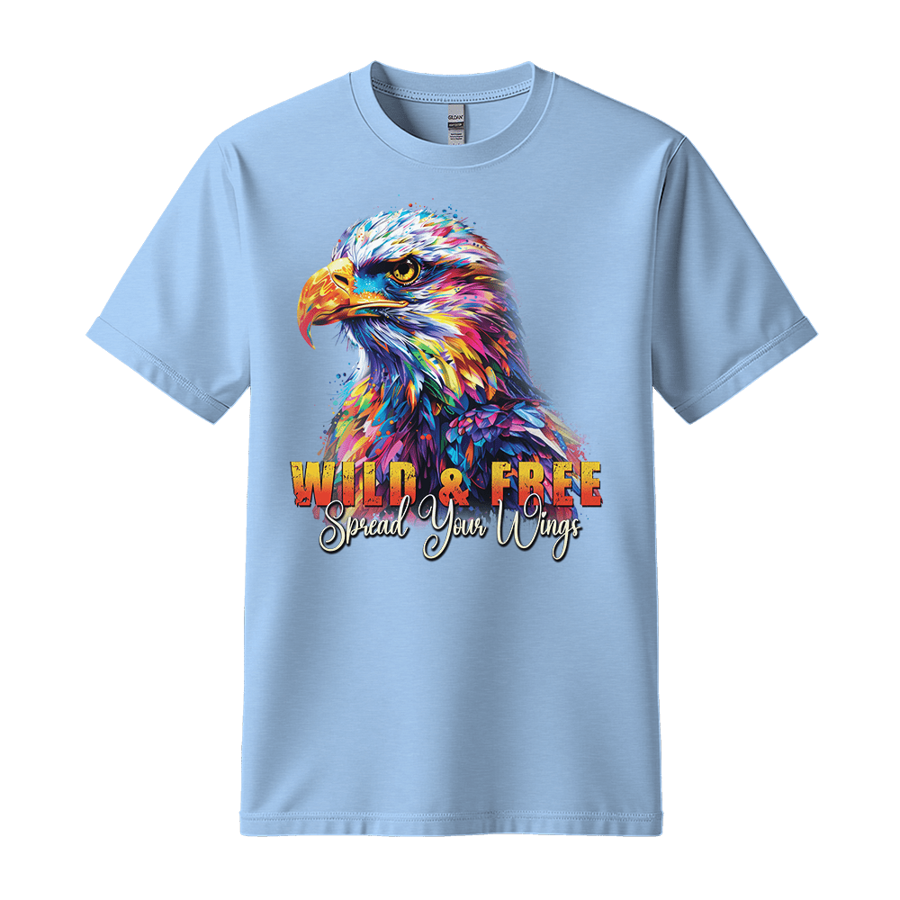 Wild & Free Spread Your Wings - Eagle Unisex T-Shirt - Inspirational Apparel - Standard (G5000) - Light Blue - S