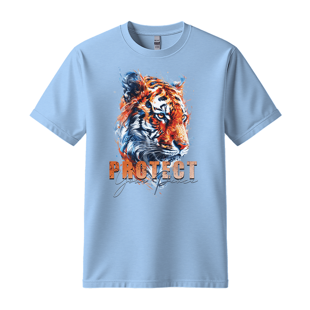 Protect Your Peace - Tiger Unisex T-Shirt - Good Vibes Clothing - Standard (G5000) - Light Blue - S