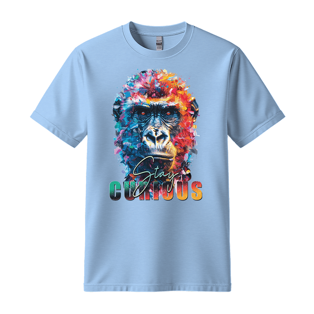 Stay Curious - Gorilla Unisex T-Shirt - Positive Shirt - Standard (G5000) - Light Blue - S