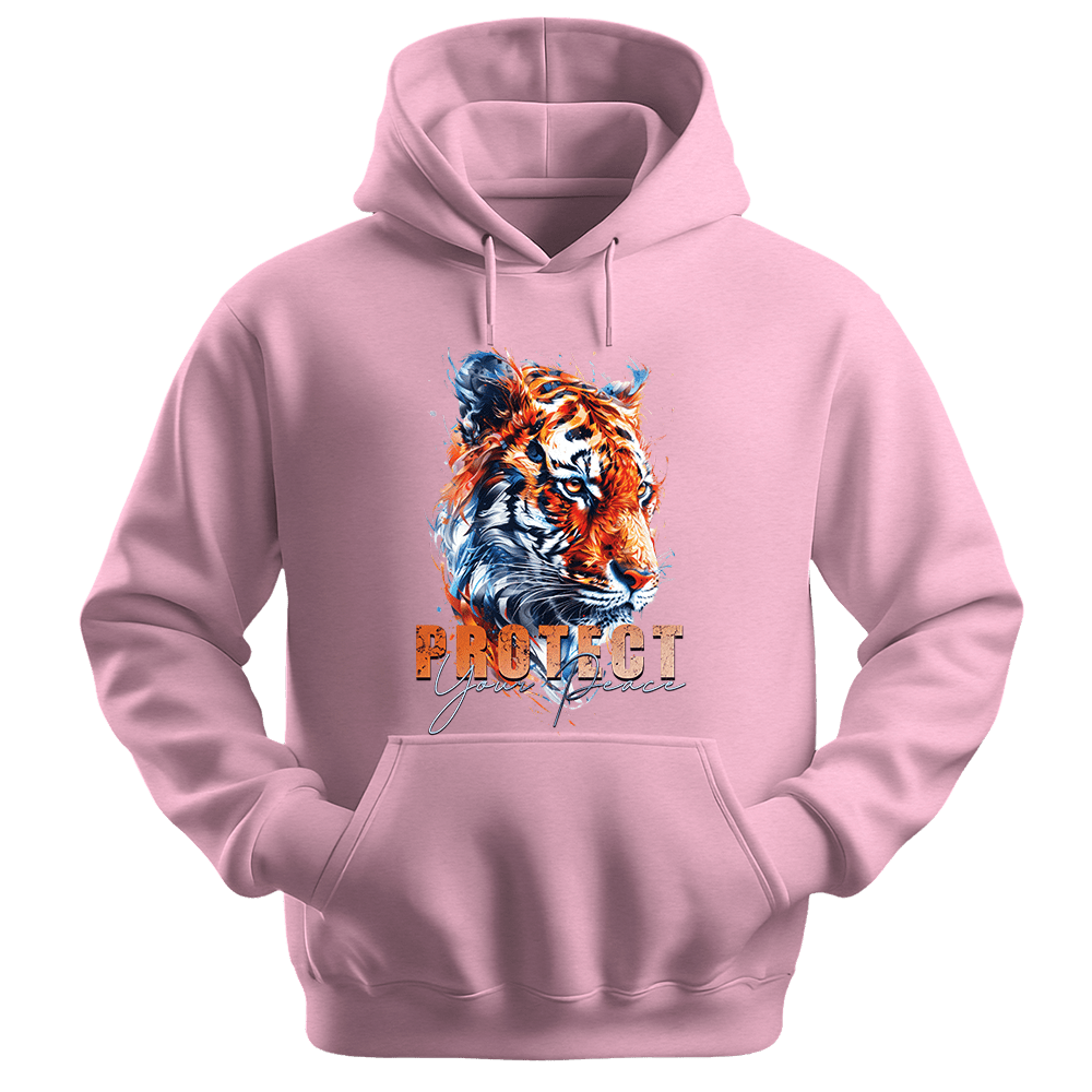Protect Your Peace - Tiger Unisex Hoodie - Good Vibes Clothing - Unisex Hoodie | Gildan 18500 - Light Pink. - S
