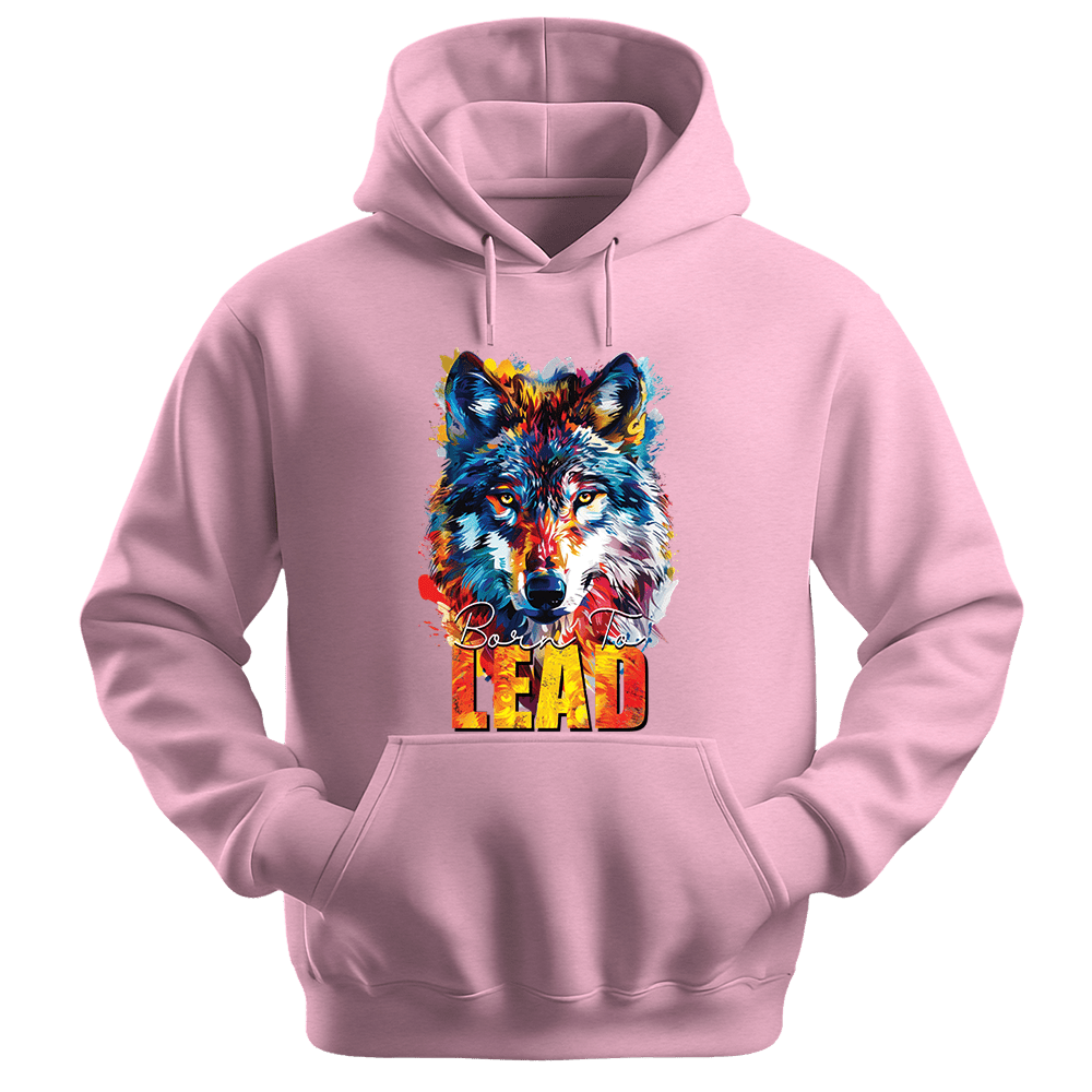 Born To Lead - Wolf Unisex Hoodie - Motivation Hoodie - Unisex Hoodie | Gildan 18500 - Light Pink. - S
