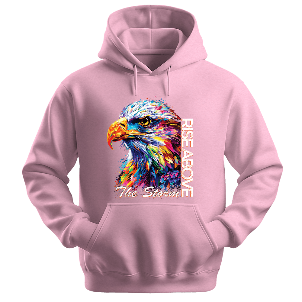 Rise Above The Storm - Eagle Unisex Hoodie - Inspirational Apparel - Unisex Hoodie | Gildan 18500 - Light Pink. - S