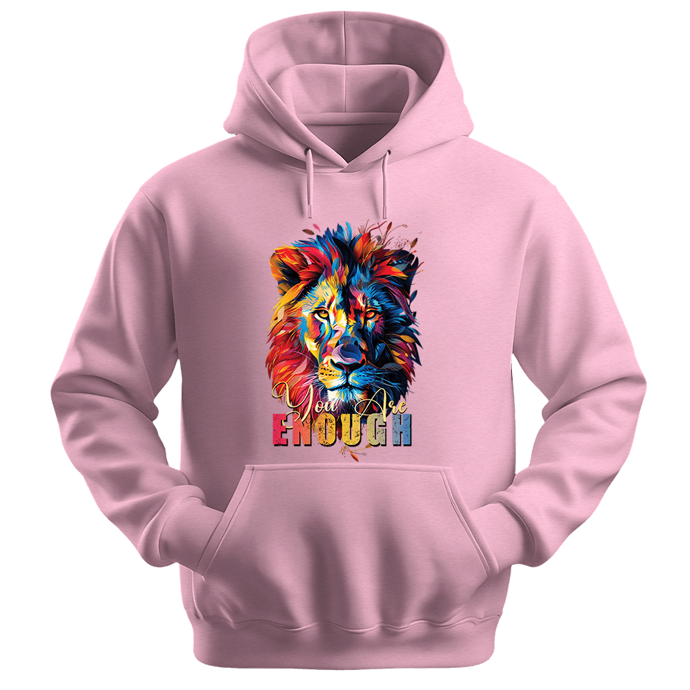 You Are Enough - Lion Unisex Hoodie - Motivation Hoodie - Unisex Hoodie | Gildan 18500 - Light Pink. - S