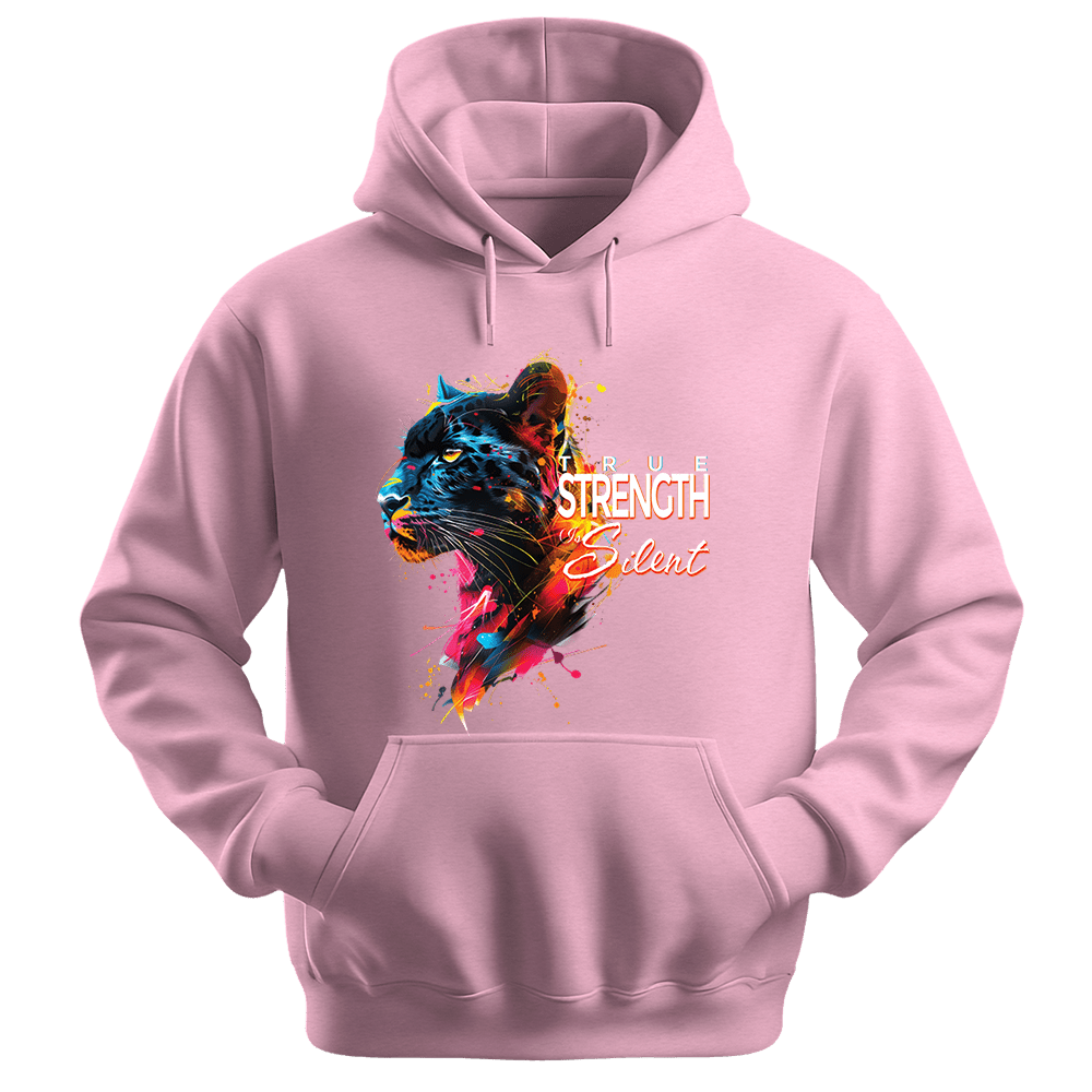 True Strength Is Silent - Panther Unisex Hoodie - Statement Hoodie - Unisex Hoodie | Gildan 18500 - Light Pink. - S
