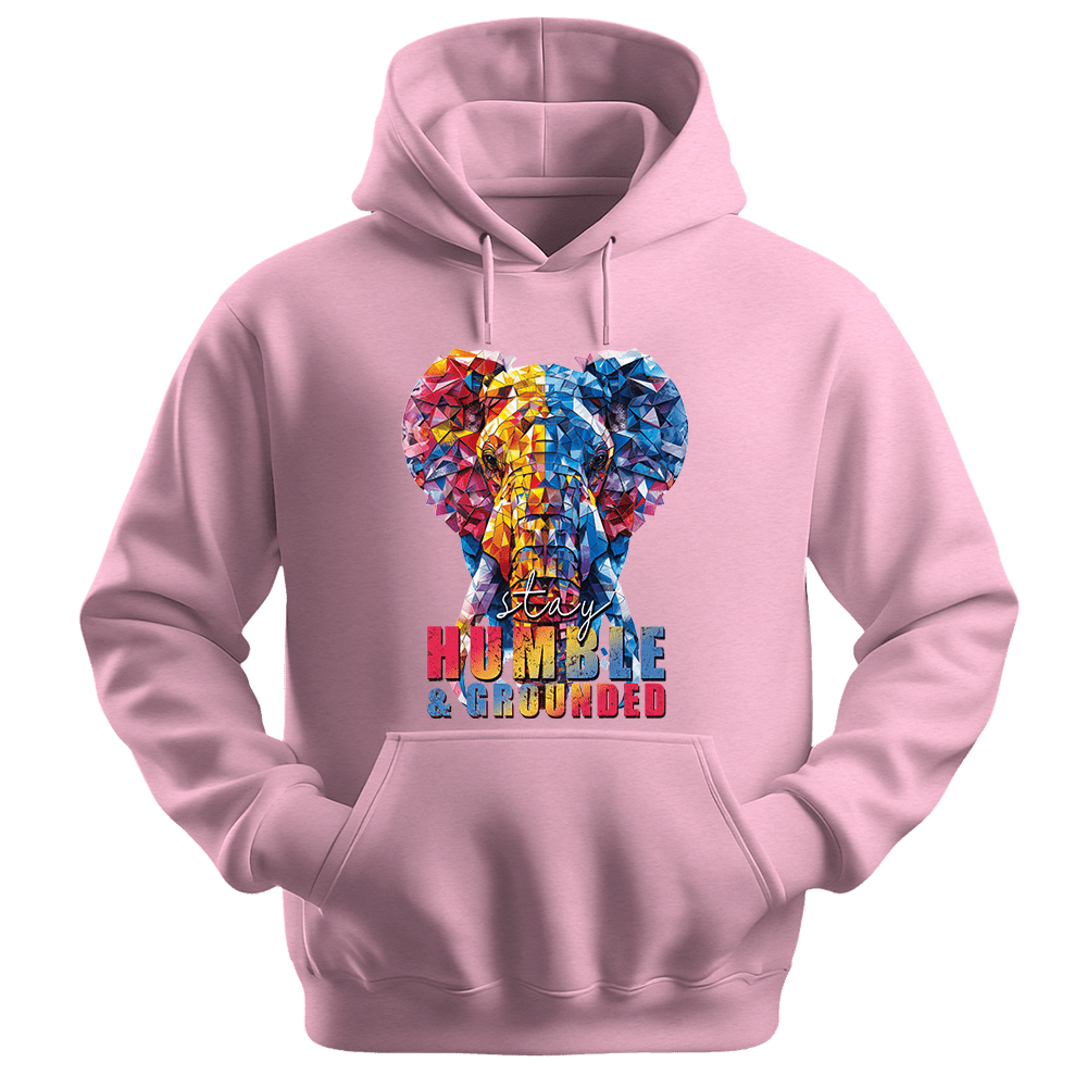 Stay Humble & Grounded - Elephant Unisex Hoodie - Positive Hoodie - Unisex Hoodie | Gildan 18500 - Light Pink. - S
