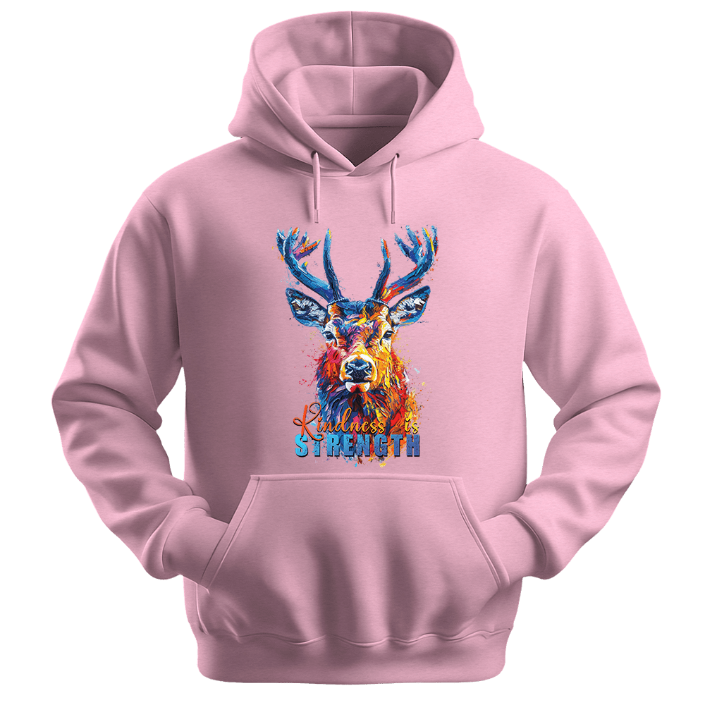 Kindness Is Strength - Deer Unisex Hoodie - Positive Hoodie - Unisex Hoodie | Gildan 18500 - Light Pink. - S