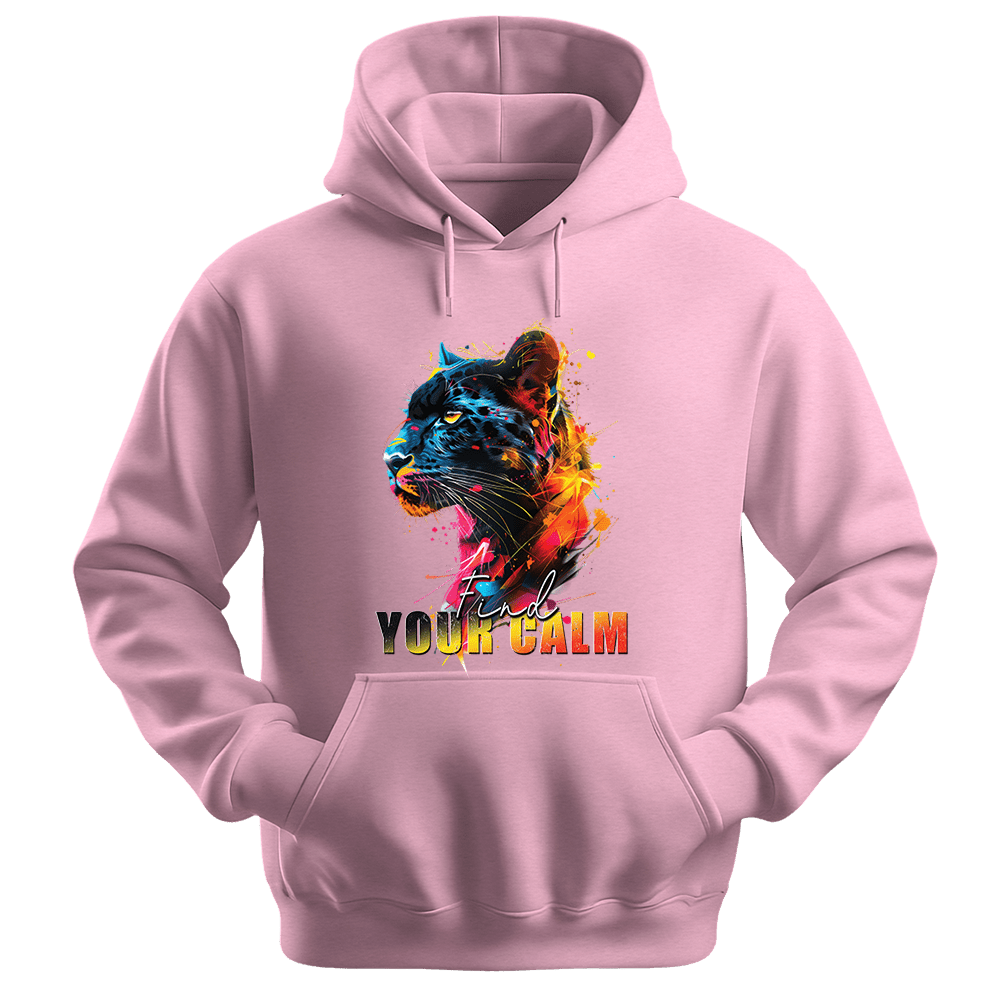 Find Your Calm - Panther Unisex Hoodie - Good Vibes Clothing - Unisex Hoodie | Gildan 18500 - Light Pink. - S