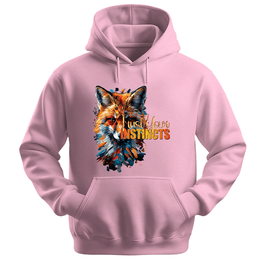 Trust Your Instincts - Fox Unisex Hoodie - Motivation Hoodie - Unisex Hoodie | Gildan 18500 - Light Pink. - S