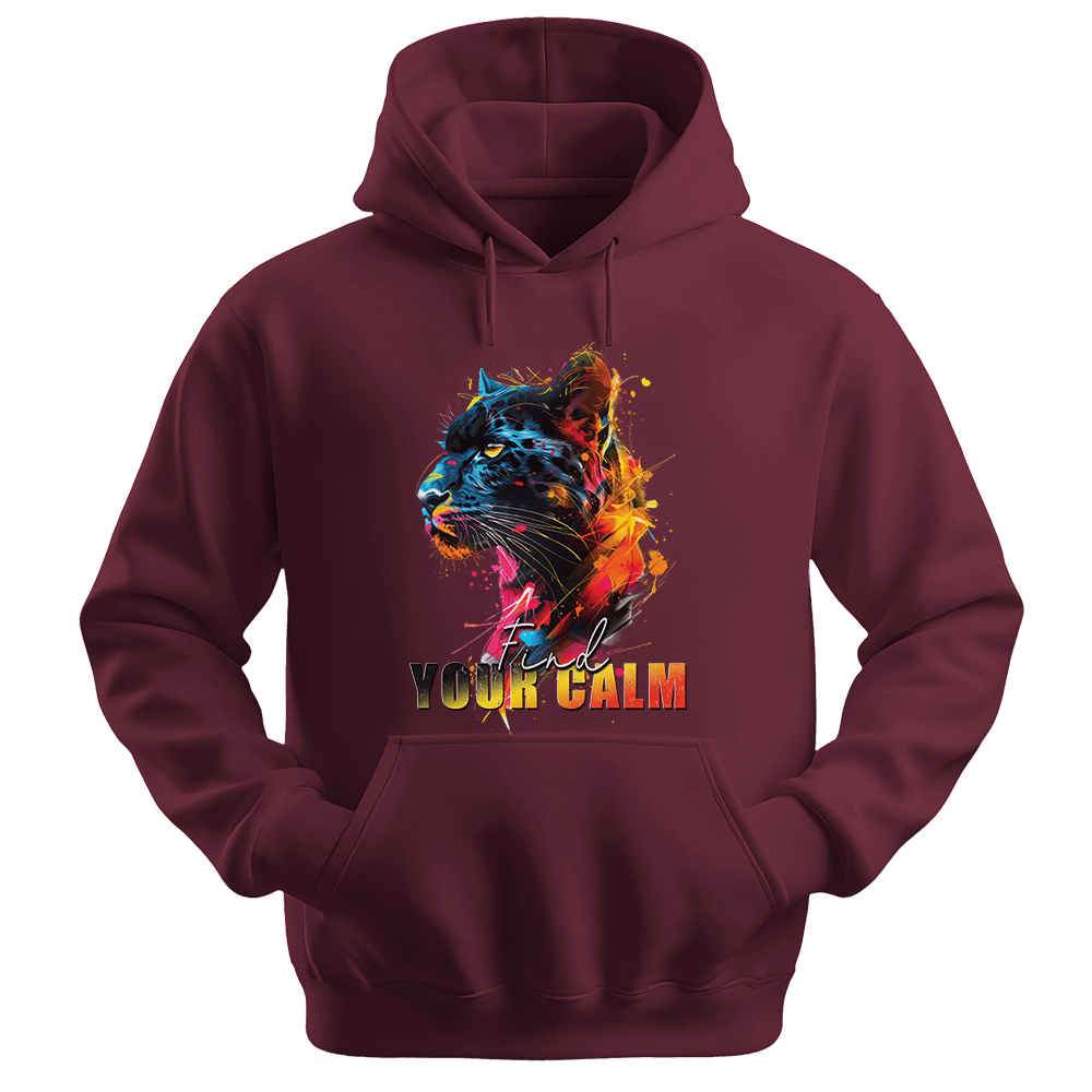 Find Your Calm - Panther Unisex Hoodie - Good Vibes Clothing - Unisex Hoodie | Gildan 18500 - Maroon. - S