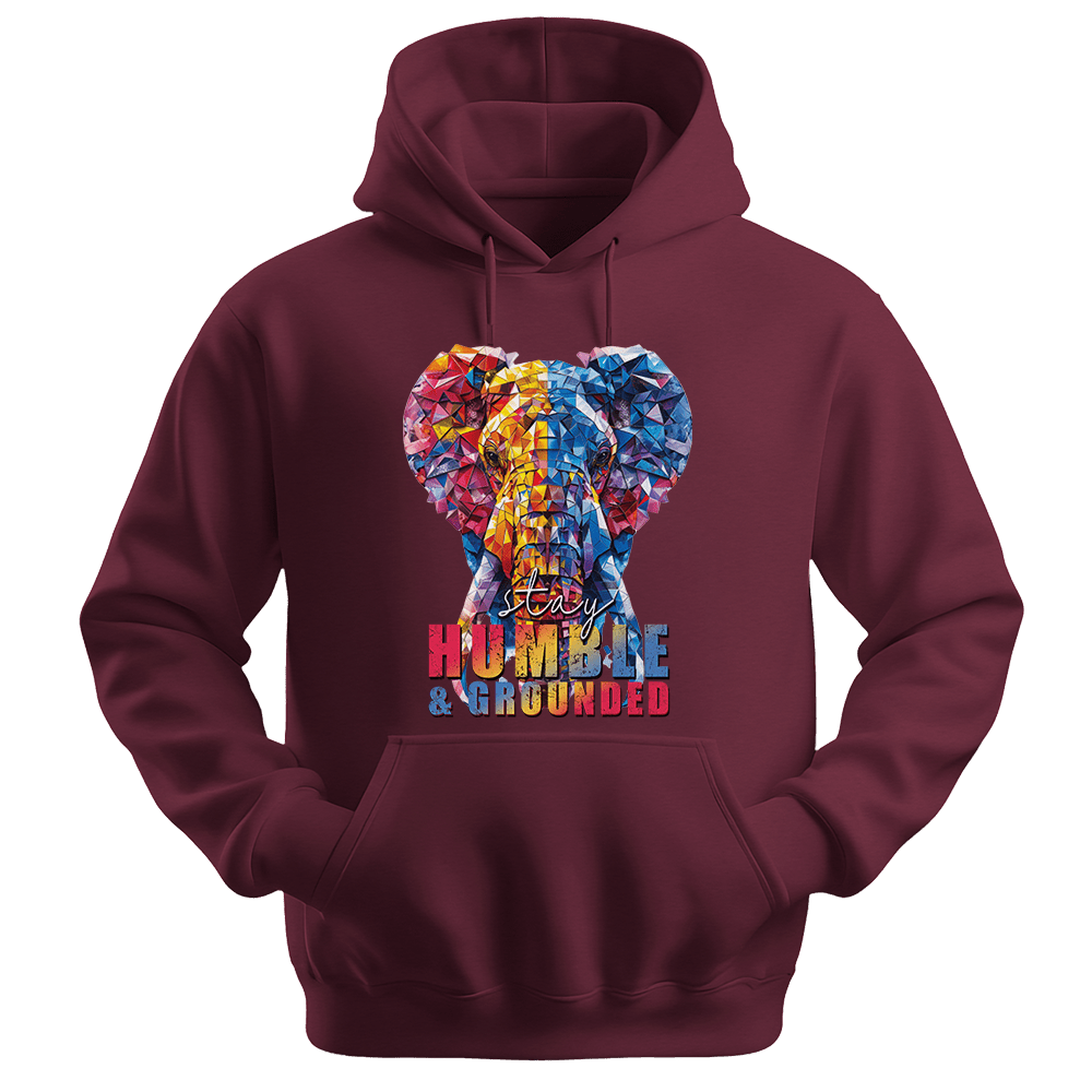 Stay Humble & Grounded - Elephant Unisex Hoodie - Positive Hoodie - Unisex Hoodie | Gildan 18500 - Maroon. - S